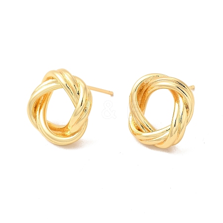 Rack Plating Brass Hollow Out Round Knot Stud Earrings for Women EJEW-F308-03G-1