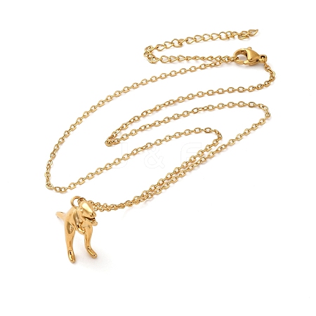 Dinosaur Brass Pendant Necklaces NJEW-B114-01G-03-1