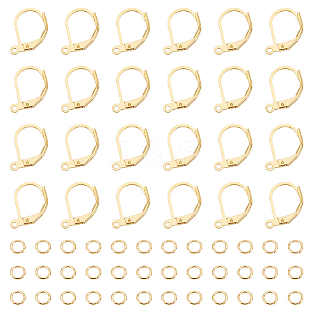 BENECREAT 40Pcs Brass Leverback Earring Findings KK-BC0013-03G-1