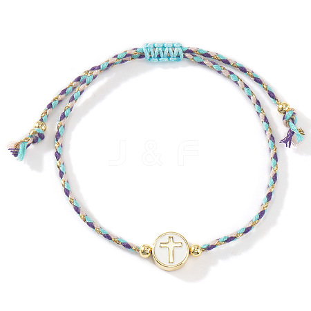 Brass Enamel Bead Braided Bead Bracelets AG3101-5-1
