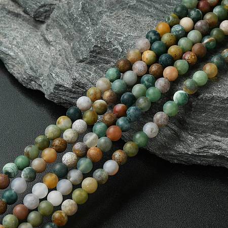 Frosted Round Natural Indian Agate Beads G-J338-02-4mm-1