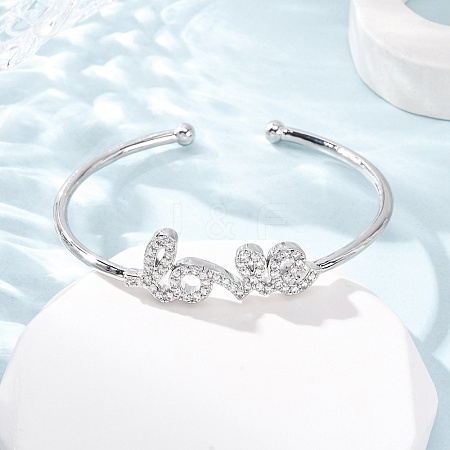 Brass Micro Pave Clear Cubic Zirconia Bangles BJEW-H209-07P-1