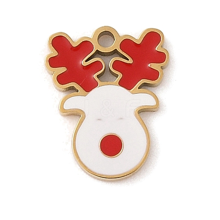 Christmas Theme Ion Plating(IP) 304 Stainless Steel Enamel Pendants STAS-Z083-09G-05-1