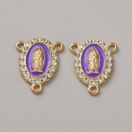 Zinc Alloy Enamel Religion Oval with Virgin Mary Chandelier Component Links FIND-WH0366-384G-04-1