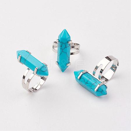 Synthetic Turquoise Finger Rings RJEW-P120-C07-1