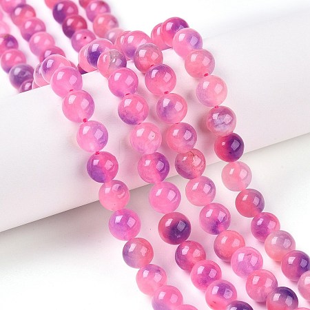 Dyed Natural White Jade Beads Strands G-T138-8mm-210-29-1