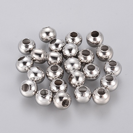 Tarnish Resistant 304 Stainless Steel Hollow Round Seamed Beads X-STAS-R032-6mm-1