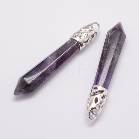 Natural Amethyst Big Pointed Pendants G-D860-C22-P-1