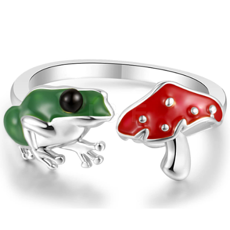 Frog & Mushroom Alloy Open Cuff Ring for Women JR943B-1