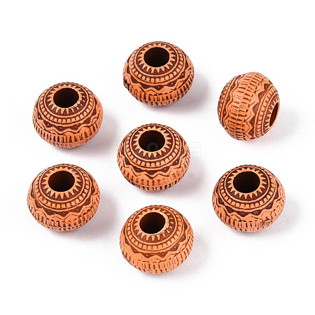 Imitation Wood Acrylic European Beads SACR-Q186-13-1