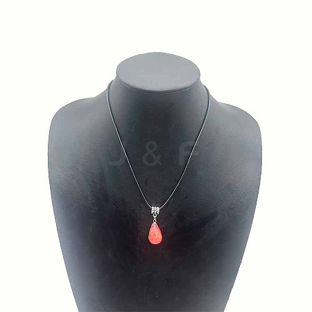 Faceted Natural Gemstone Teardrop Pendant Necklaces for Women HH3388-2-1