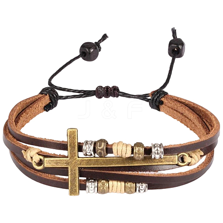 1Pc PU Leather Multi-strand Bracelets BJEW-CL0001-53-1