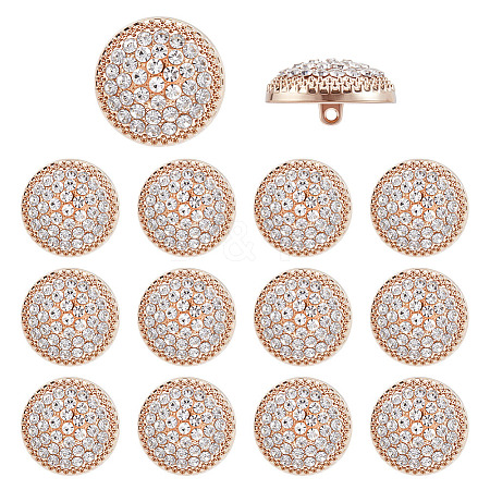 14Pcs 1-Hole Alloy Glass Shank Buttons BUTT-MA0001-16C-KCG-1
