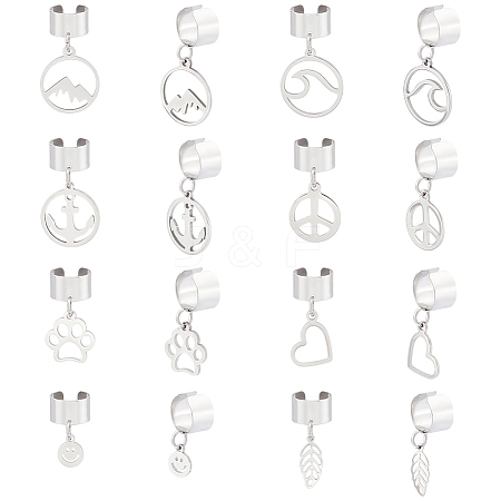 8 Pairs 8 Styles 304 Stainless Steel Cuff Earings EJEW-UN00005-1