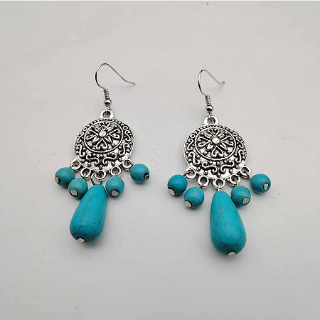 Bohemian Tassel Synthetic Turquoise & Alloy Dangle Earrings for Women RC4749-4-1