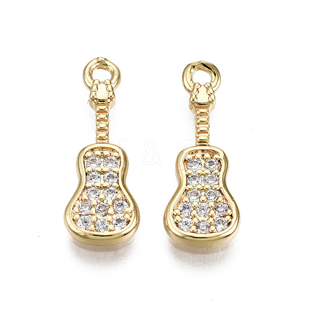 Brass Micro Pave Clear Cubic Zirconia Pendants X-KK-T056-56G-NF-1