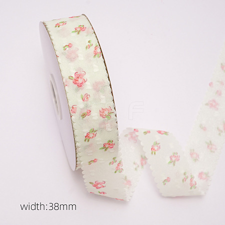 10 Yards Flower Pattern Organza Ribbons PW-WGE573F-02-1