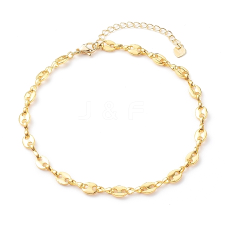 Brass Coffee Bean Chain Anklets AJEW-AN00420-1