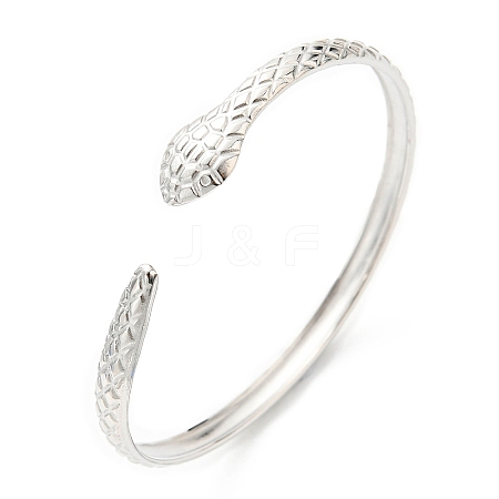 Non-Tarnish 304 Stainless Steel Snake Cuff Bangle BJEW-F456-01P-1