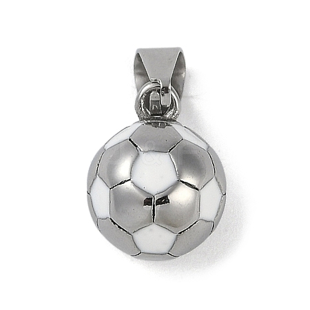 Trendy Necklace Findings 304 Stainless Steel FootBall/Soccer Ball Pendants STAS-L012-B01P-01-1