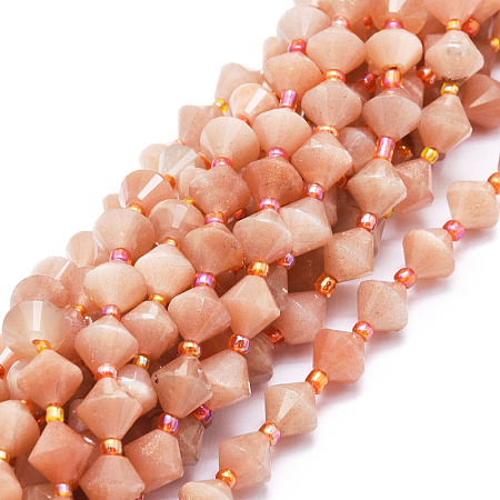 Natural Peach Moonstone Beads Strands G-E569-C14-1