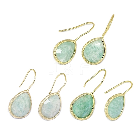 Natural Amazonite Dangle Earrings EJEW-L228-01D-1
