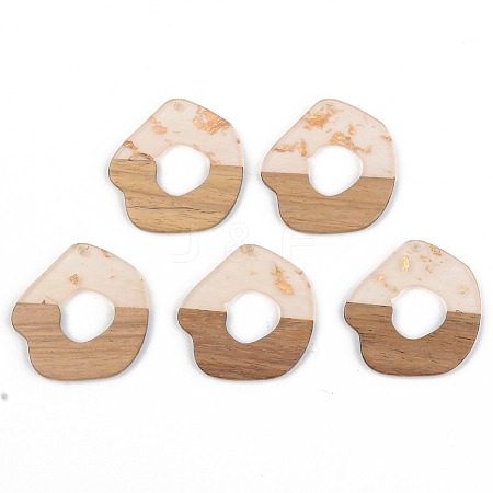 Transparent Resin & Walnut Wood Pendants RESI-S389-050A-B05-1