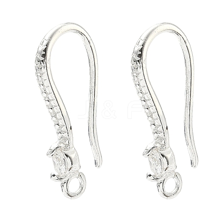 Brass Clear Cubic Zirconia Earring Hooks KK-H532-23S-1