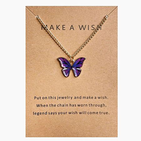 Bohemian Alloy Enamel Butterfly Pendant Necklaces for Women WG0CAA2-14-1