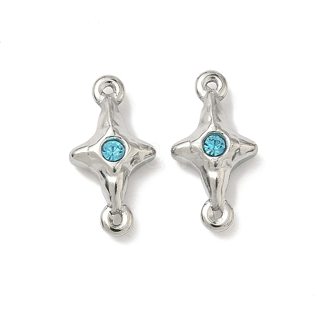 304 Stainless Steel Aquamarine Rhinestone Connector Charms STAS-L308-03A-P-1