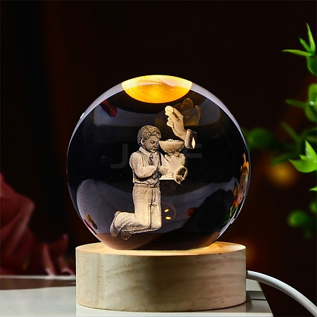 Religious Element Glass Crystal Ball Crystal Ball with Wood Stand PW-WG7CA34-13-1