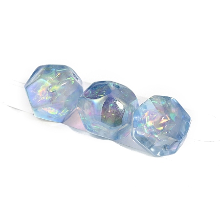 10Pcs Gradient Color & UV Plating Rainbow Iridescent Opaque Resin Beads PW-WG6C260-08-1