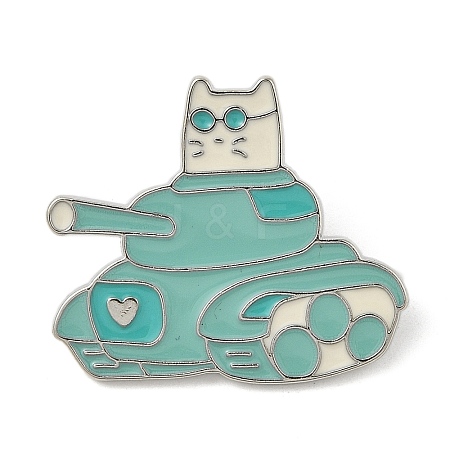 Cat with Tank Enamel Pins JEWB-M066-01P-02-1