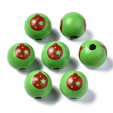 Painted Natural Wood European Beads WOOD-S057-041A-1