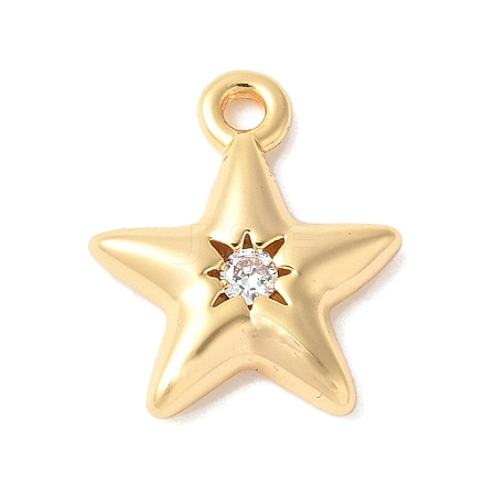 Brass Micro Pave Clear Cubic Zirconia Pendants KK-U064-15G-1