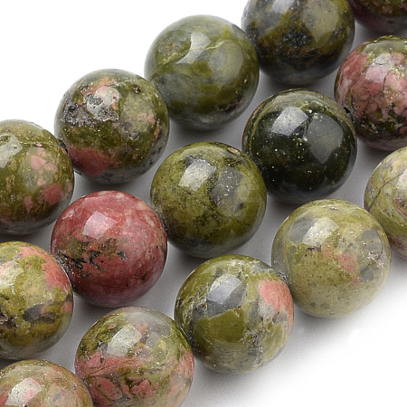 Natural Unakite Beads Strands G-S259-14-12mm-1