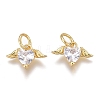 Brass Micro Pave Clear Cubic Zirconia Charms ZIRC-O035-26G-1