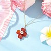 Natural Carnelian(Dyed and Heated) Clover Shamrock Pendant Necklaces NJEW-JN05170-03-1