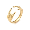 304 Stainless Steel Rock & Roll Hand Gesture Cuff Rings for Women Men RJEW-B118-02G-4