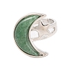 Moon & Star Natural Green Aventurine Adjustable Rings G-B085-18P-04-2