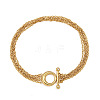 304 Stainless Steel Pave Clear Cubic Zirconia Multi-strand Cable Chain Bracelets with OT Clasps for Women WG78484-01-1