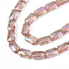 Electroplate Transparent Glass Beads Strands EGLA-N002-25-C01-3