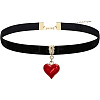 Alloy Enamel Heart Pendant Black Velvet Choker Necklaces for Women NJEW-WH20014-01A-1
