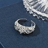 Brass Micro Pave Cubic Zirconia Cuff Open Rings RJEW-C163-24P-2
