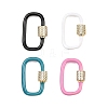 Oval Brass Micro Pave Clear Cubic Zirconia Screw Carabiner Clasps KK-B167-01B-G-1