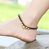 Ethnic Style Brass Bell Charm Braided Waxed Cord Adjustable Anklets for Women FS-WG2B00D-01-2