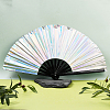 1Pc Bamboo with Oxford Fabric Glitter Powder Folding Fans AJEW-SP0003-77F-5