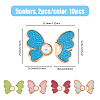 HOBBIESAY 10Pcs 5 Colors Butterfly Alloy Enamel Adjustable Jean Button Pins FIND-HY0003-18-2
