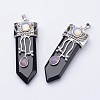 Natural Dyed & Heated Black Agate Big Pointed Pendants G-F340-05B-1