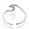 Non-Tarnish 304 Stainless Steel Sea Wave Cuff Rings X-RJEW-N038-115P-4